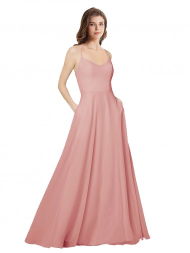 Desconto Bliss Linha A Sem alças Sem Mangas Comprimento Chão Vestidos de Madrinha