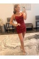 Desconto Borgonha Bainha Alças finas Sem Mangas Curto Vestidos de Festa
