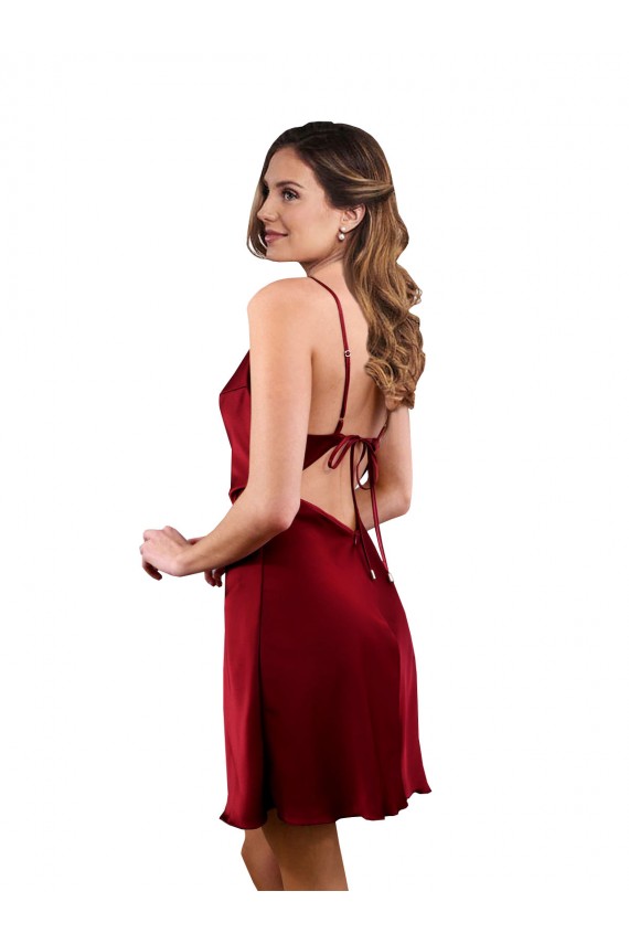 Desconto Borgonha Bainha Decote Capuz Sem Mangas Comprimento Midi Vestidos de Madrinha / Vestidos de Noite / Vestidos de Festa