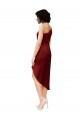 Desconto Borgonha Bainha Um Ombro Sem Mangas Comprimento Midi Vestidos de Madrinha / Vestidos de Noite / Vestidos de Festa