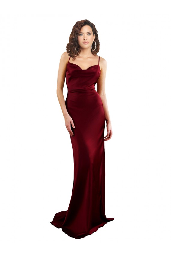 Desconto Borgonha Bainha Decote Capuz Sem Mangas Comprimento Chão Vestido de Madrinha / Vestido de Noite / Vestido de Festa
