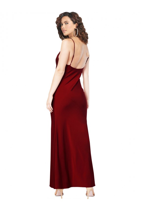 Desconto Borgonha Bainha Decote Capuz Sem Mangas Comprimento Chão Vestidos de Madrinha / Vestidos de Noite / Vestidos de Festa