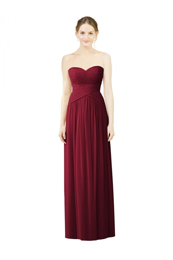 Desconto Borgonha Linha A Amor Sem Mangas Comprimento Chão Vestido de Noite / Vestidos de Madrinha