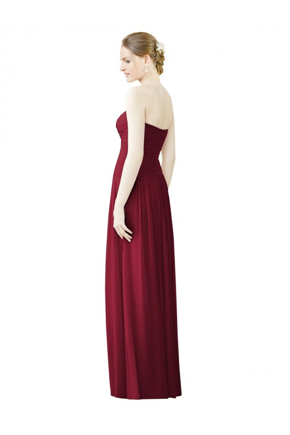 Desconto Borgonha Linha A Amor Sem Mangas Comprimento Chão Vestido de Noite / Vestidos de Madrinha