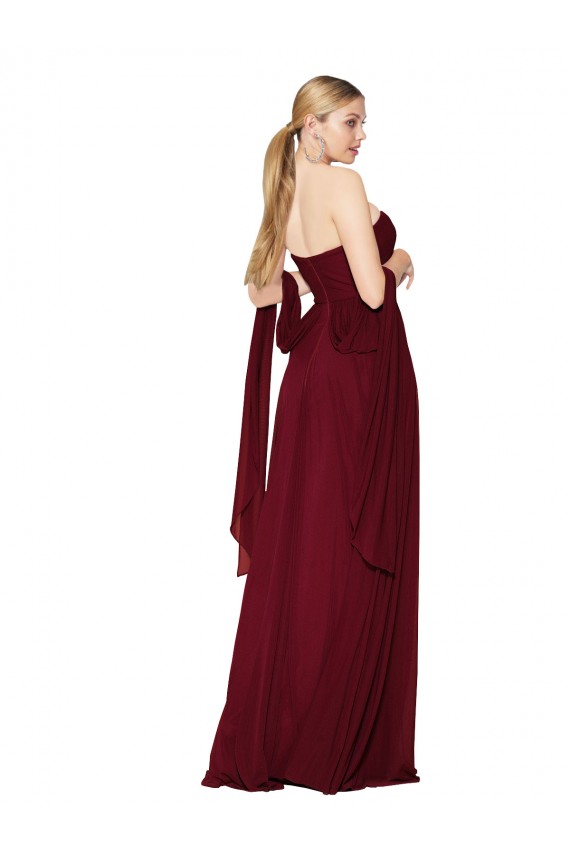 Desconto Borgonha Linha A Amor Sem Mangas Comprimento Chão Longo Vestidos de Madrinha / Vestidos de Noite / Vestidos de Festa