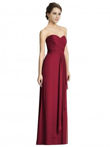 Desconto Borgonha Linha A Amor Sem Mangas Comprimento Chão Vestidos Formais / Vestidos de Madrinha