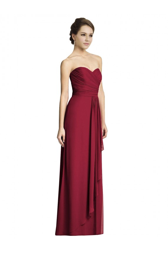 Desconto Borgonha Linha A Amor Sem Mangas Comprimento Chão Vestidos Formais / Vestidos de Madrinha
