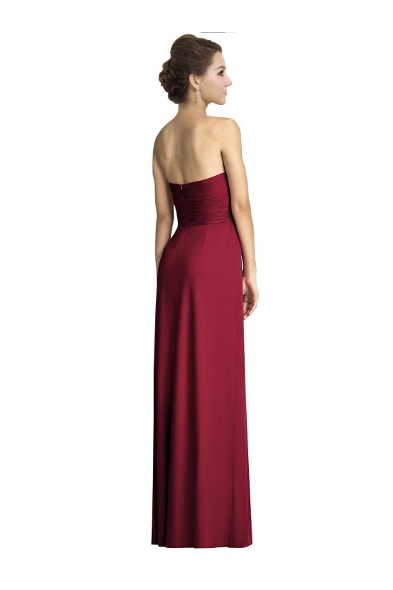 Desconto Borgonha Linha A Amor Sem Mangas Comprimento Chão Vestidos Formais / Vestidos de Madrinha