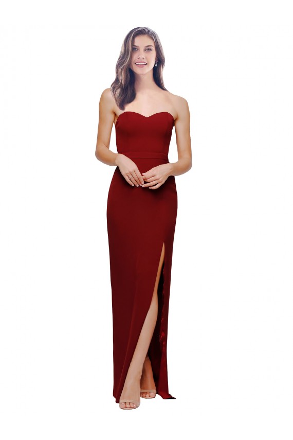Desconto Borgonha Bainha Amor Sem Mangas Comprimento Chão Longo Vestidos de Madrinha / Vestidos de Noite / Vestidos de Festa