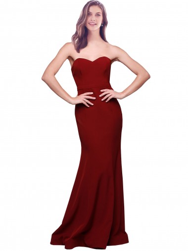 Desconto Borgonha Bainha Amor Sem Mangas Comprimento Chão Vestidos de Madrinha / Vestidos de Noite / Vestidos de Festa