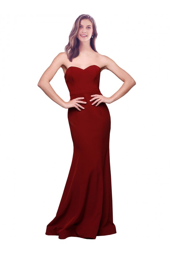 Desconto Borgonha Bainha Amor Sem Mangas Comprimento Chão Vestidos de Madrinha / Vestidos de Noite / Vestidos de Festa