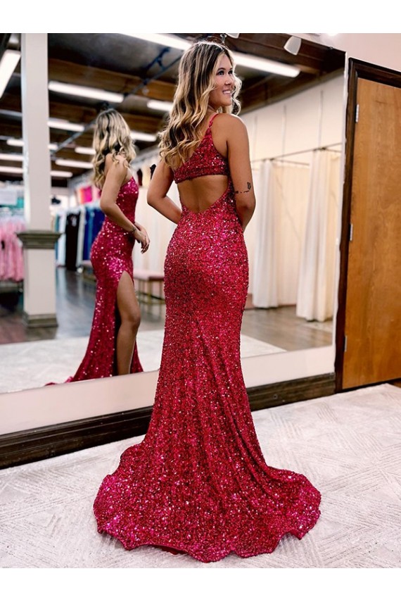 Desconto Borgonha Sereia Um Ombro Sem Mangas Comboio Varredela Vestidos de Festa