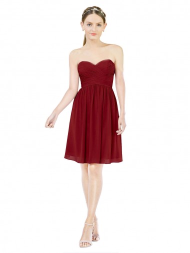 Desconto Borgonha Linha A Amor Sem Mangas Comprimento Joelho Vestidos de Madrinha / Vestidos de Cocktail / Vestidos de Homecoming