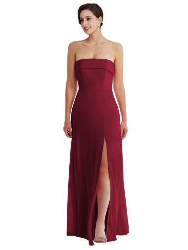 Desconto Borgonha Linha A Sem alças Sem Mangas Comprimento Chão Vestidos de Madrinha / Vestidos de Noite