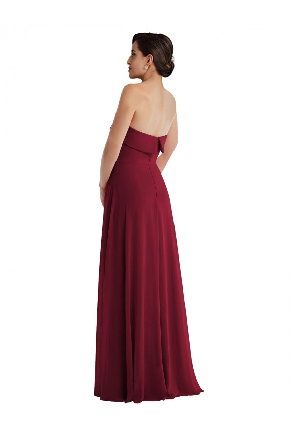 Desconto Borgonha Linha A Sem alças Sem Mangas Comprimento Chão Vestidos de Madrinha / Vestidos de Noite
