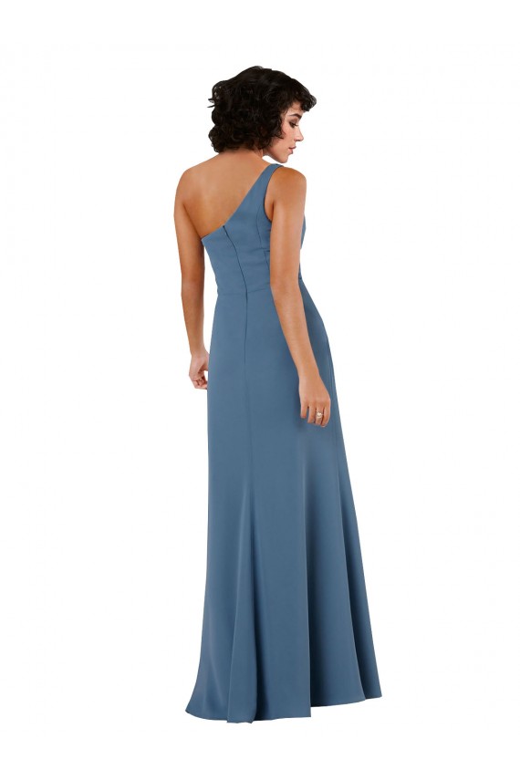 Desconto Borgonha Linha A Um Ombro Sem Mangas Comprimento Chão Vestidos de Madrinha / Vestidos de Noite