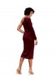 Desconto Borgonha Linha A Um Ombro Mangas Compridas Comprimento Midi Vestidos de Madrinha / Vestidos de Festa