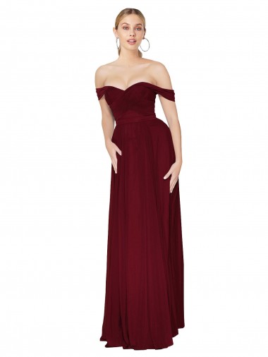 Desconto Borgonha Sereia Fora do Ombro Sem Mangas Comprimento Chão Vestidos de Madrinha / Vestidos de Noite / Vestidos de Festa