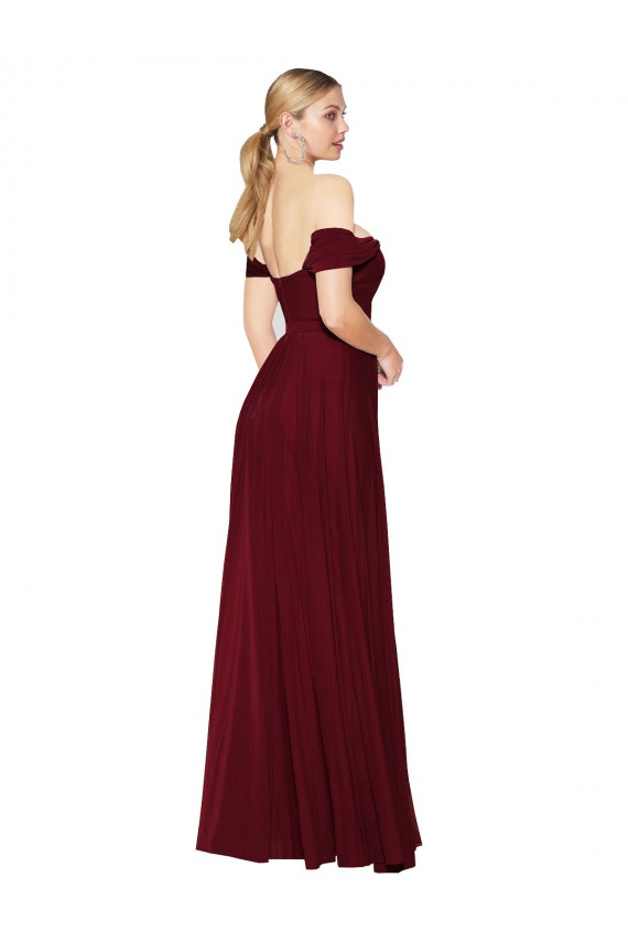 Desconto Borgonha Sereia Fora do Ombro Sem Mangas Comprimento Chão Vestidos de Madrinha / Vestidos de Noite / Vestidos de Festa