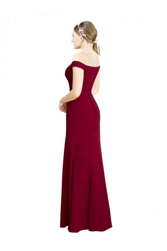 Desconto Borgonha Sereia Fora do Ombro Sem Mangas Comprimento Chão Vestidos de Madrinha / Vestidos de Festa