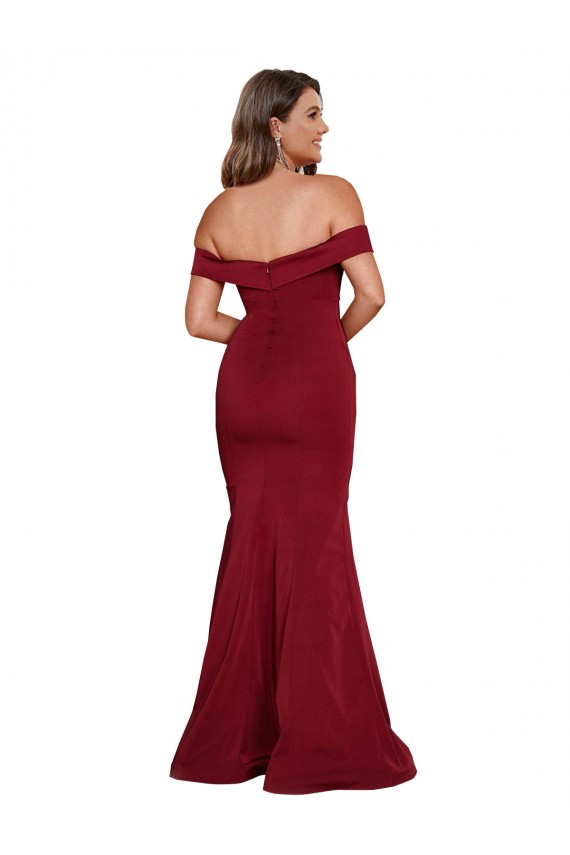 Desconto Borgonha Sereia Fora do Ombro Sem Mangas Comprimento Chão Longo Vestidos de Madrinha / Vestidos de Noite / Vestidos de Festa