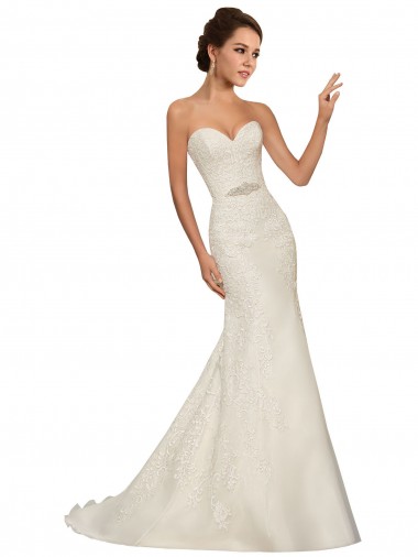 Desconto Branco Bainha Amor Sem Mangas Comboio Capela Vestido de Noiva