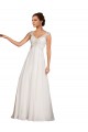 Desconto Branco Bainha Decote V Mangas Curtas Comboio Capela Vestidos de Noiva
