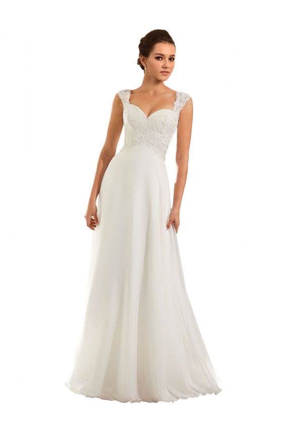 Desconto Branco Bainha Amor Mangas Compridas Comboio Capela Longo Vestidos de Noiva
