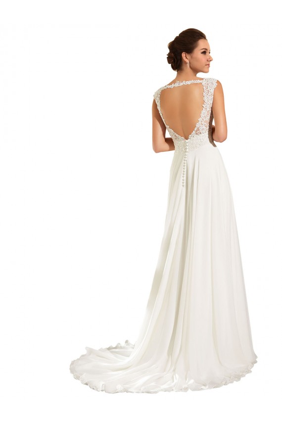 Desconto Branco Bainha Amor Mangas Compridas Comboio Capela Longo Vestidos de Noiva