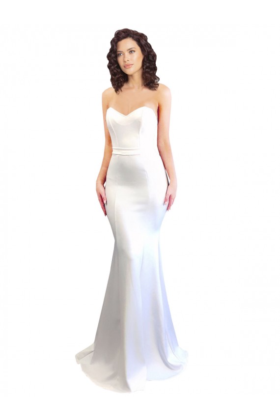 Desconto Branco Sereia Amor Sem Mangas Comprimento Chão Vestidos de Madrinha / Vestidos de Noite / Vestidos de Festa