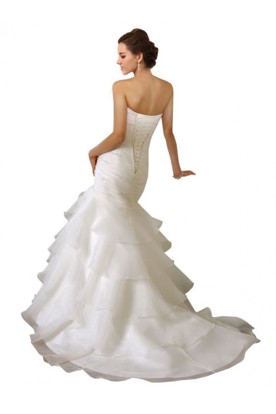 Desconto Branco Sereia Amor Sem Mangas Comboio Capela Tule Vestidos de Noiva