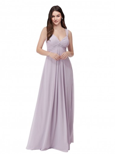 Desconto Brilho Rosa Linha A Decote V Sem Mangas Comprimento Chão Vestidos de Madrinha