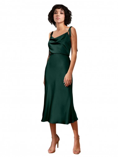 Desconto Caçador Verde Bainha Decote Capuz Sem Mangas Comprimento Midi Vestidos de Madrinha / Vestidos de Noite / Vestidos de Festa