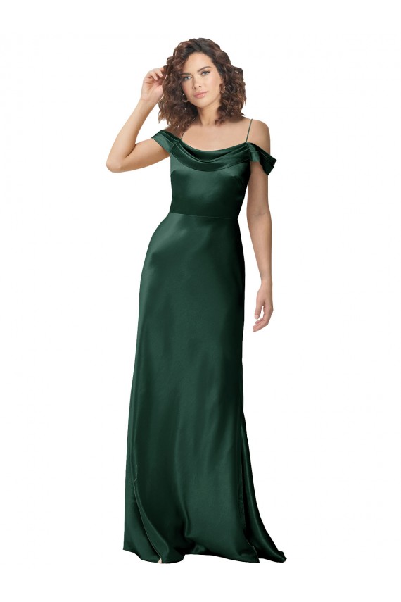 Desconto Caçador Verde Linha A Fora do Ombro Sem Mangas Comprimento Chão Vestidos de Madrinha / Vestidos de Noite / Vestidos de Festa