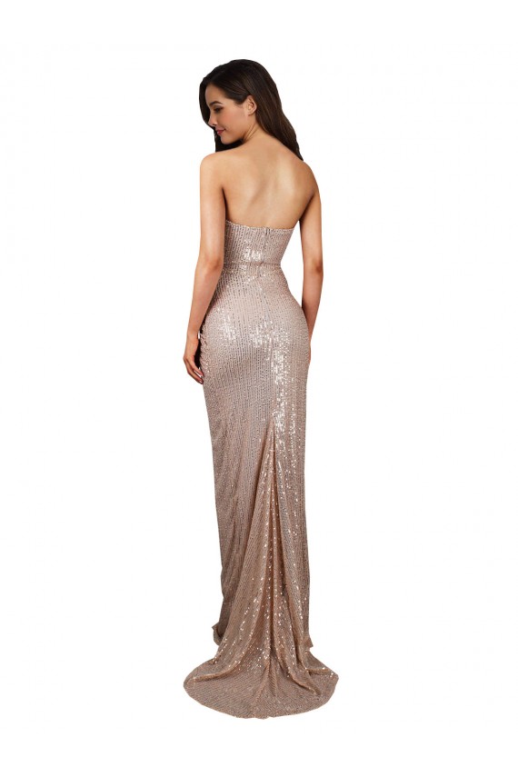 Desconto Champanhe Sereia Colher Sem Mangas Comprimento Chão Vestidos de Madrinha / Vestidos de Noite / Vestidos de Festa