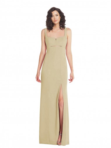 Desconto Champanhe Trombeta Decote Quadrado Sem Mangas Comprimento Chão Vestidos de Madrinha / Vestidos de Noite / Vestidos de Festa