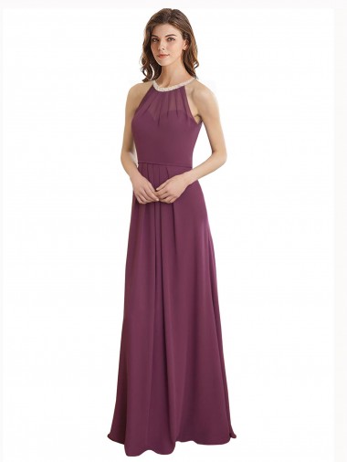 Desconto Linha A Amor Sem Mangas Comprimento Chão Longo Vestidos de Festa / Vestidos de Madrinha