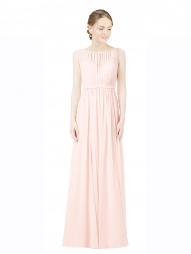 Desconto Linha A Amor Sem Mangas Comprimento Chão Chiffon Vestidos de Madrinha