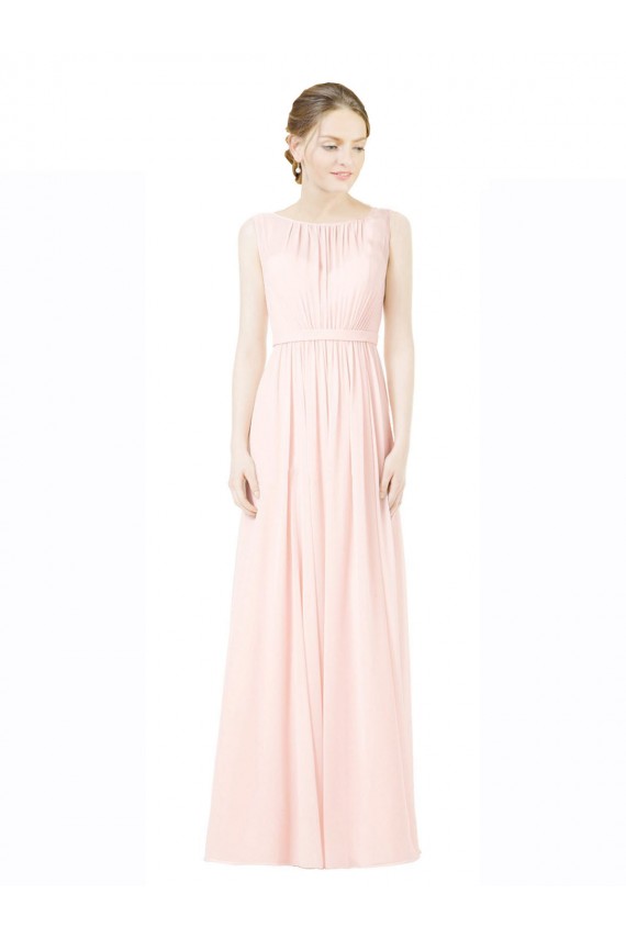 Desconto Linha A Amor Sem Mangas Comprimento Chão Chiffon Vestidos de Madrinha
