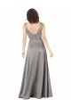 Desconto Cinza Pérola Linha A Decote V Sem Mangas Comprimento Chão Vestidos de Madrinha / Vestidos de Noite / Vestidos de Festa