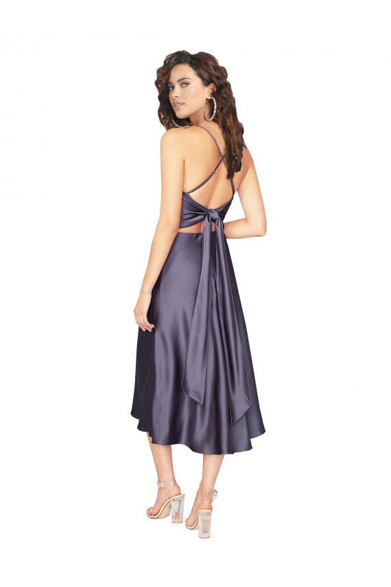 Desconto Crepúsculo Linha A Colher Sem Mangas Comprimento Midi Vestidos de Madrinha / Vestidos de Festa / Vestidos de Cocktail / Vestidos de Homecoming