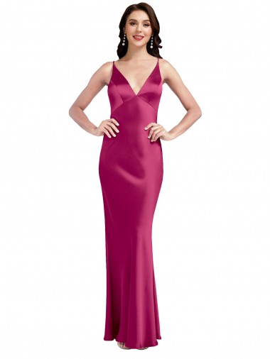 Desconto Fúcsia Linha A Alças finas Sem Mangas Comprimento Chão Vestidos de Madrinha / Vestidos de Noite / Vestidos de Festa