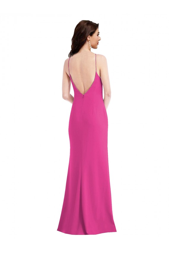 Desconto Fúcsia Trombeta Cabeçada Sem Mangas Comprimento Chão Vestidos de Madrinha / Vestidos de Noite / Vestidos de Festa