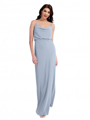 Desconto Fumo Azul Bainha Alças finas Sem Mangas Comprimento Chão Vestidos de Madrinha / Vestidos de Noite / Vestidos de Festa