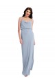 Desconto Fumo Azul Bainha Alças finas Sem Mangas Comprimento Chão Vestidos de Madrinha / Vestidos de Noite / Vestidos de Festa