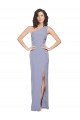 Desconto Fumo Azul Bainha Um Ombro Sem Mangas Comprimento Chão Vestidos de Madrinha / Vestidos de Noite / Vestidos de Festa