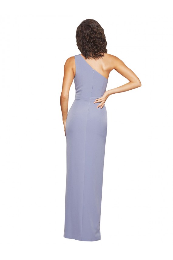 Desconto Fumo Azul Bainha Um Ombro Sem Mangas Comprimento Chão Vestidos de Madrinha / Vestidos de Noite / Vestidos de Festa