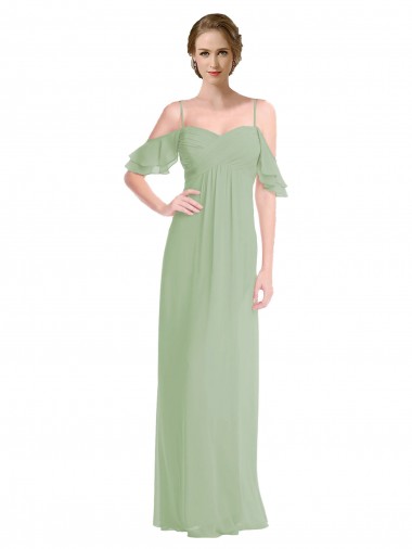 Desconto Fumo Verde Linha A Fora do Ombro Sem Mangas Comprimento Chão Vestido de Festa / Vestidos de Noiva