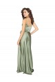 Desconto Fumo Verde Linha A Decote V Sem Mangas Comprimento Chão Vestidos de Madrinha / Vestidos de Noite