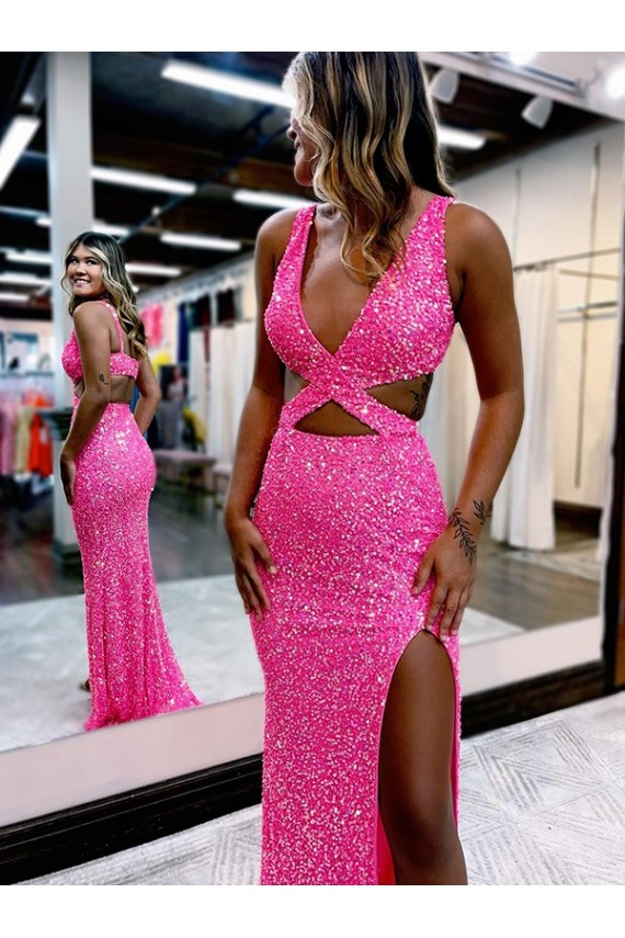 Desconto Bainha Decote V Sem Mangas Comboio Varredela Vestido de Festa / Vestido de Madrinha